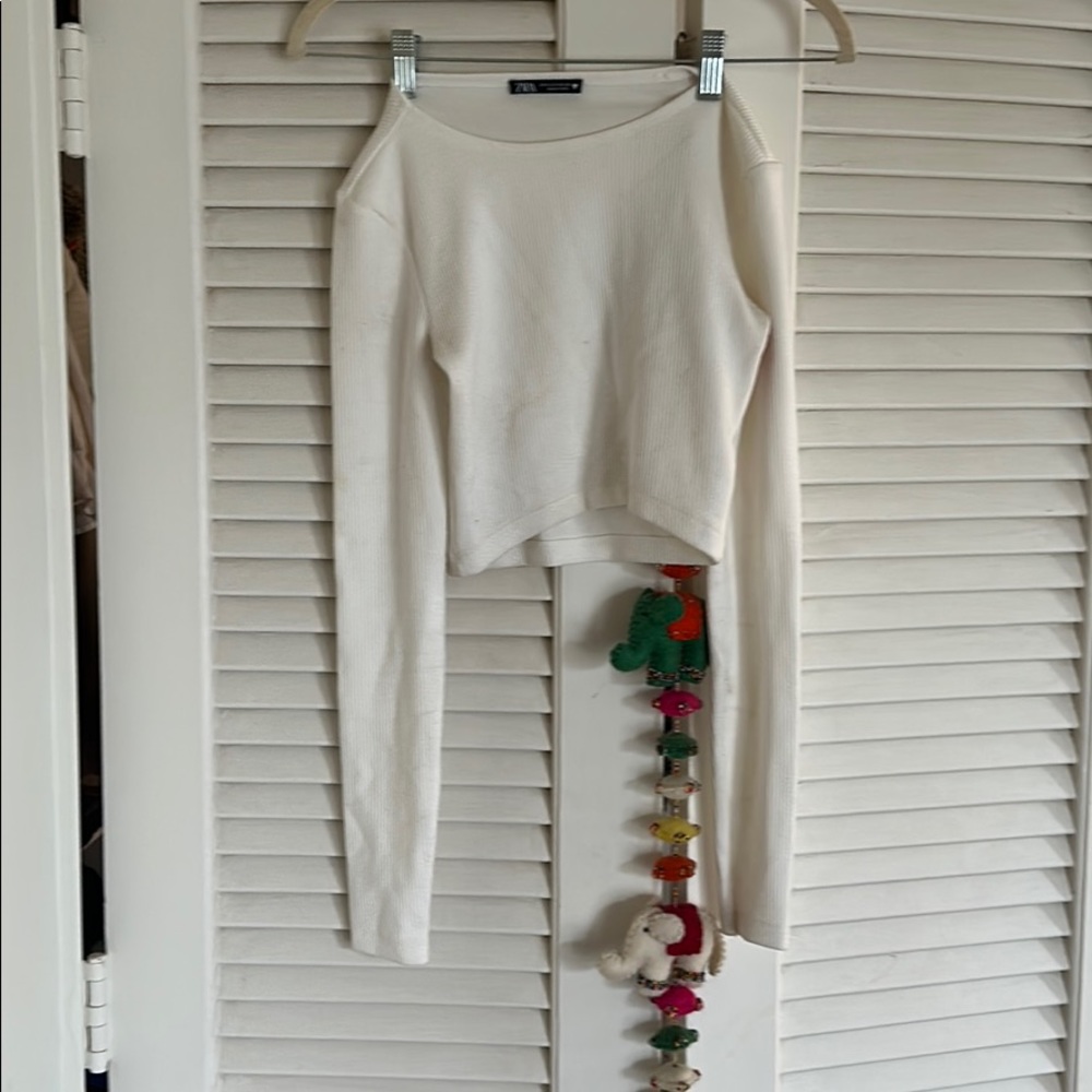White Ribbed Crop Top